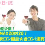 【終了】8月11日(日・祝)18時～お盆特別企画！MAX20対20！街コン風巨大合コン(お酒有)