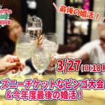【終了】3月27日(日)18時~最後の婚活!ディズニーチケットなビンゴ大会&今年度最後の婚活!(お料理ビュッフェ+アルコール飲み放題付き)