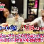 【終了】7月16日(土)19時～【23～36歳】婚活納涼会＆ディズニーチケットや巨大ぬいぐるみが当るビンゴ大会！