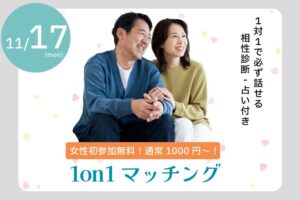 【45～54歳】ヒナ企画★1on1マッチング（相性診断付き）｜11月17日(月)19時20分～