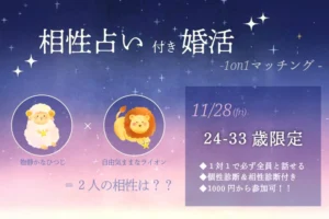 【24～33歳】ヒナ企画★1on1マッチング（相性診断付き）｜11月28日(金)19時20分～
