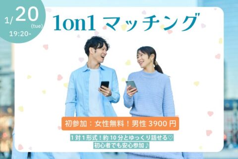【30~39歳】ヒナ企画★1on1マッチングin甲府｜1月20日(火)19時20分～